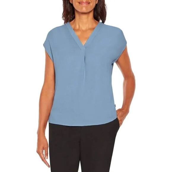 Banana Republic Light Blue Cap Sleeve Blouse Size Small New with Tags 0517U - Picture 1 of 8
